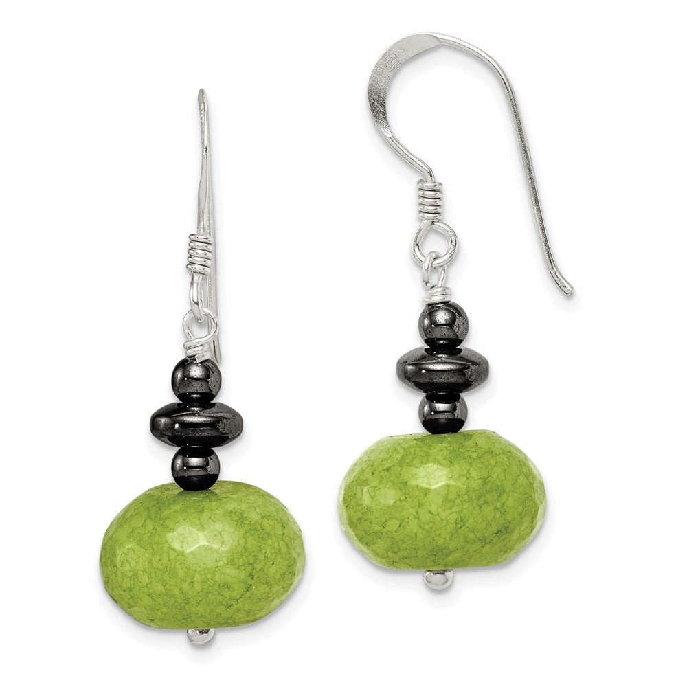 Polished;Sterling silver;Shepherd hook;Hematite;Green jade