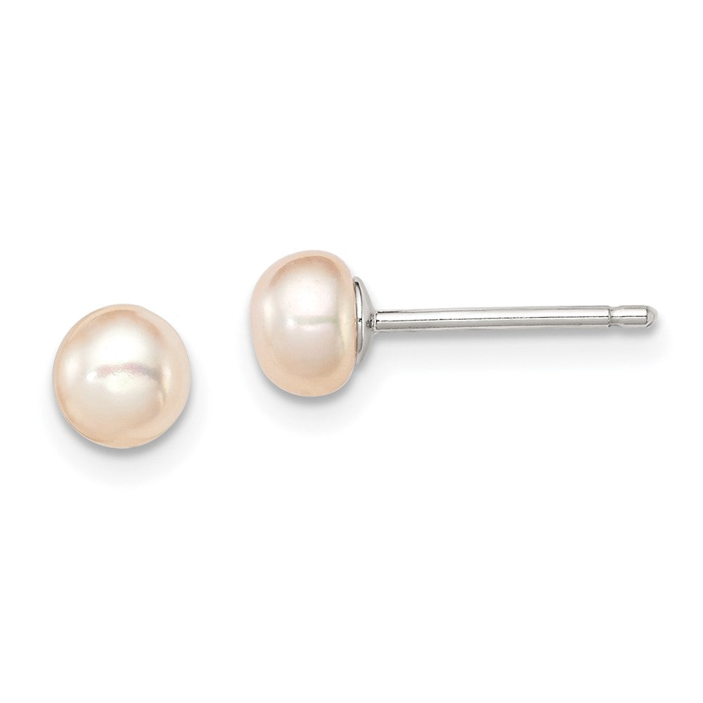 Polished;Post;Sterling silver;Freshwater cultured pearl
