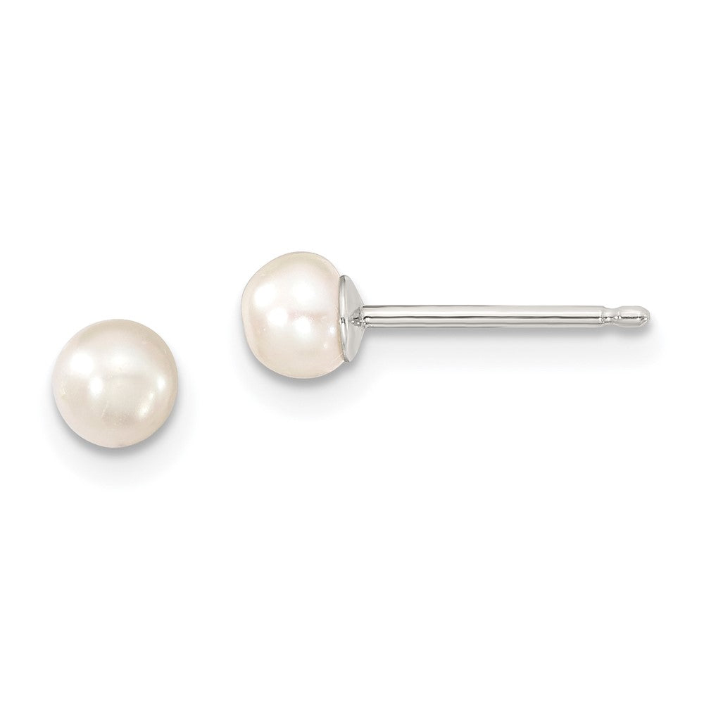 Polished;Post;Sterling silver;Freshwater cultured pearl