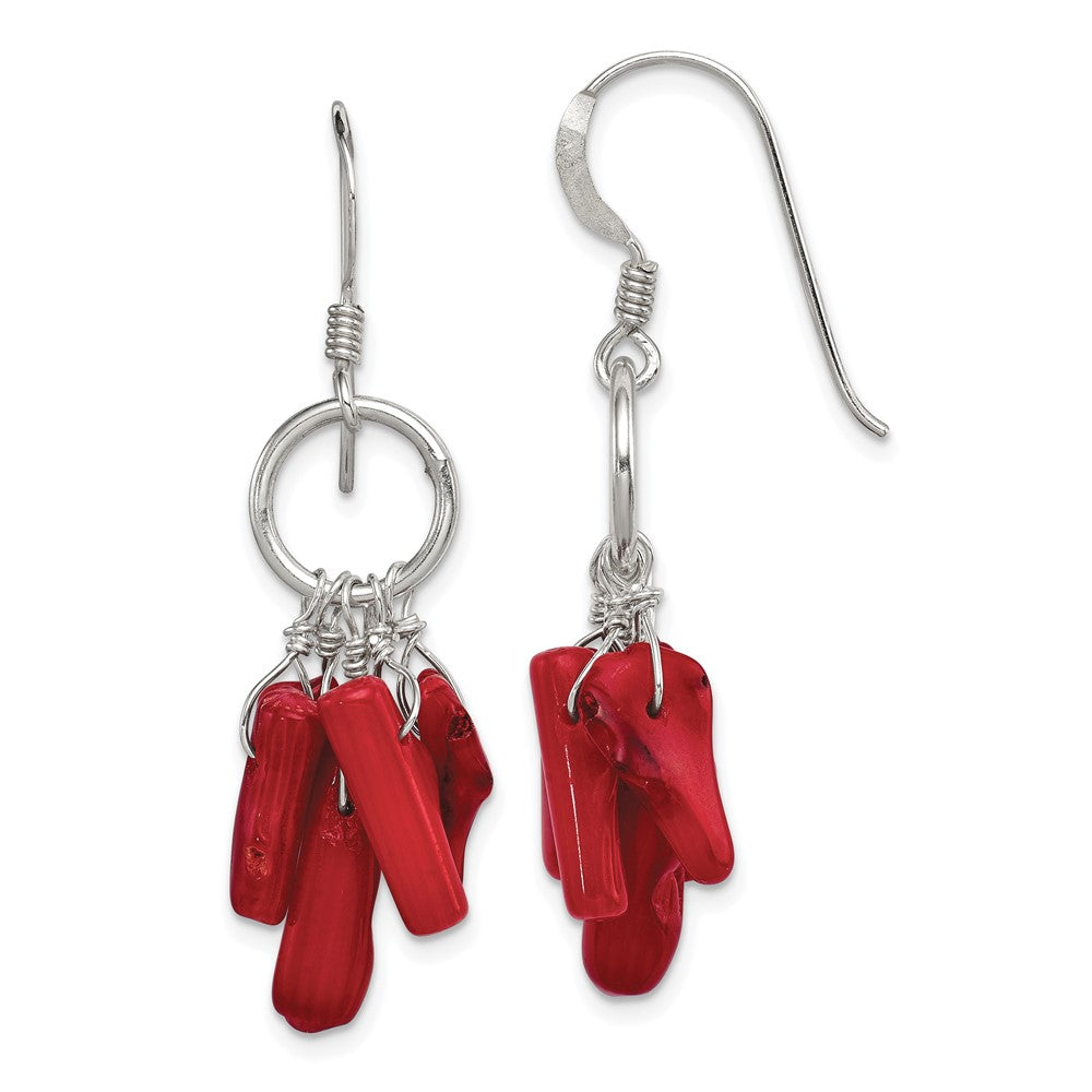 Sterling silver;Shepherd hook;Coral;Red