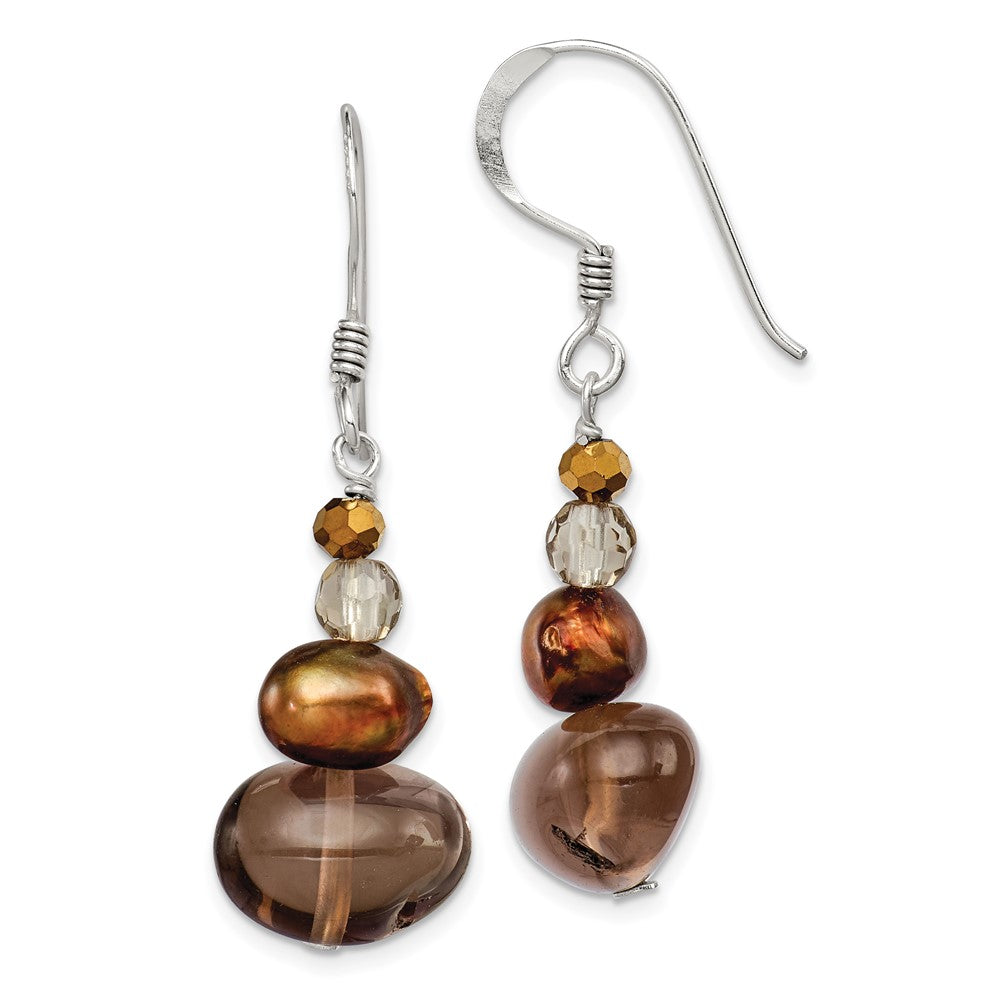 Sterling silver;Freshwater cultured pearl;Quartz;Crystal;Shepherd hook