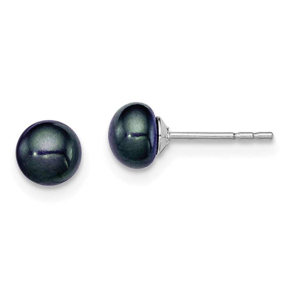 Post;Sterling silver;Freshwater cultured pearl;Black