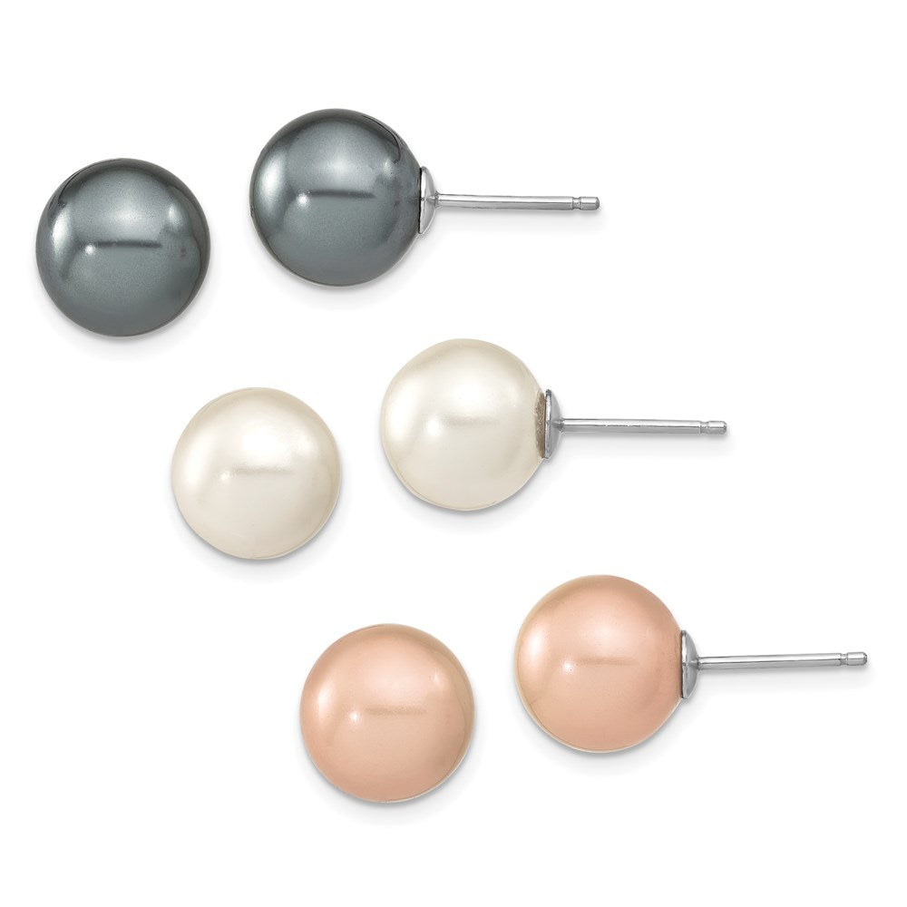 Post;Sterling silver;Gift Boxed;Shell pearl;Set of 3