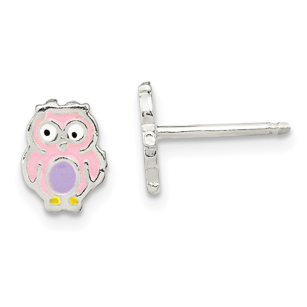 Polished;Post;Enamel;Sterling silver