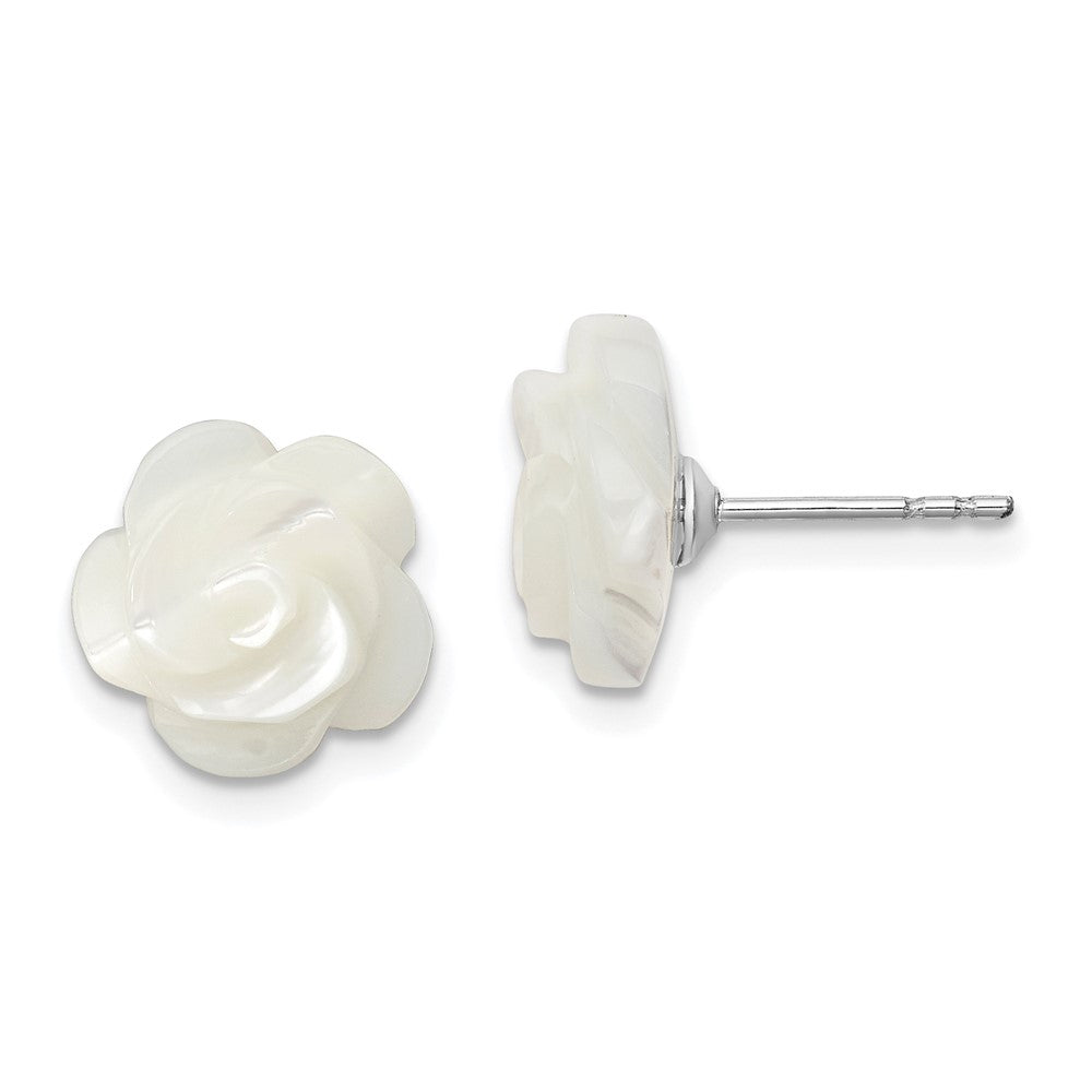 Post;Sterling silver;Mother of pearl;Rhodium-plated