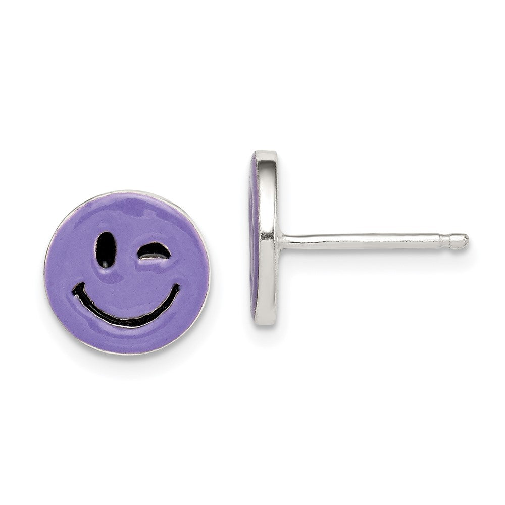 Post;Sterling silver;Purple Enamel