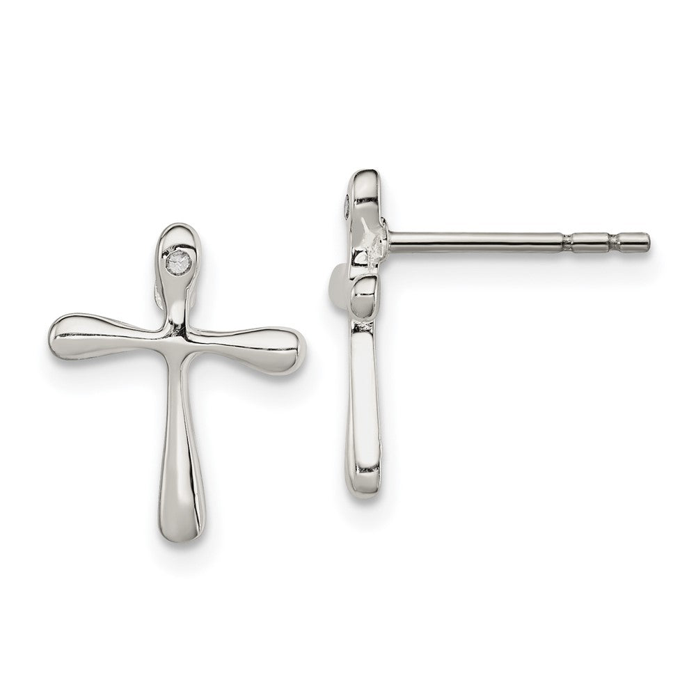 Polished;Post;Sterling silver;Diamond