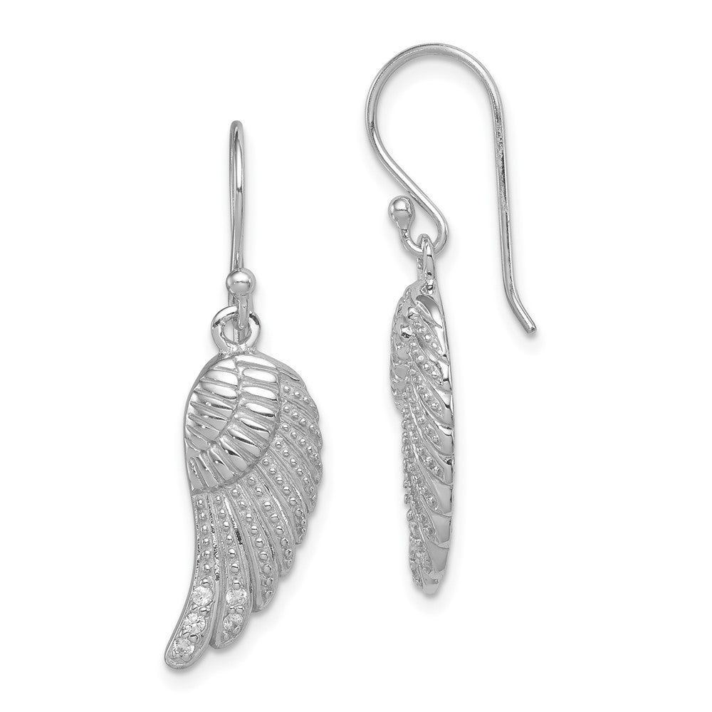 Polished;Sterling silver;CZ;Shepherd hook;Dangle