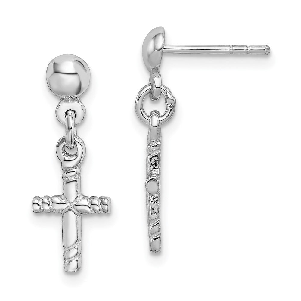 Polished;Post;Sterling silver;Dangle;Cross