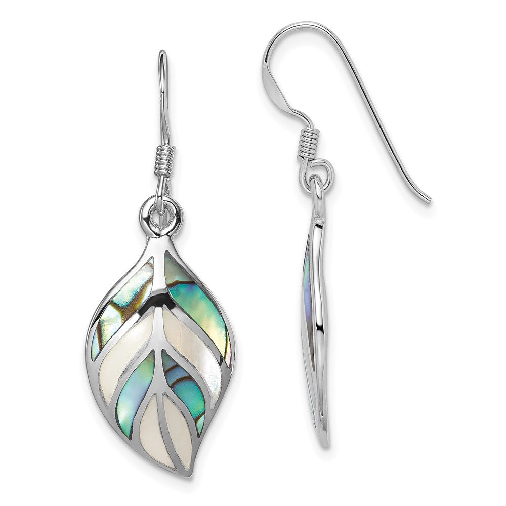 Polished;Sterling silver;Mother of pearl;Shepherd hook;Abalone;Dangle