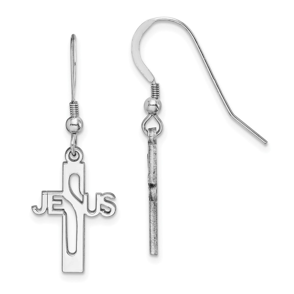 Polished;Sterling silver;Shepherd hook;Dangle;Rhodium-plated
