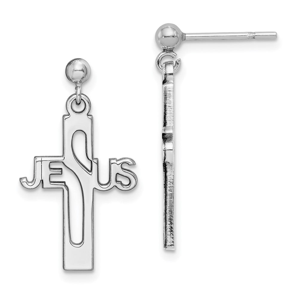Polished;Post;Sterling silver;Dangle;Rhodium-plated