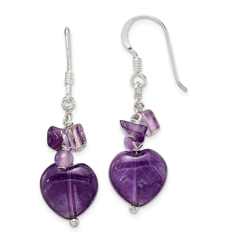 Genuine;Sterling silver;Amethyst;Shepherd hook;Dangle