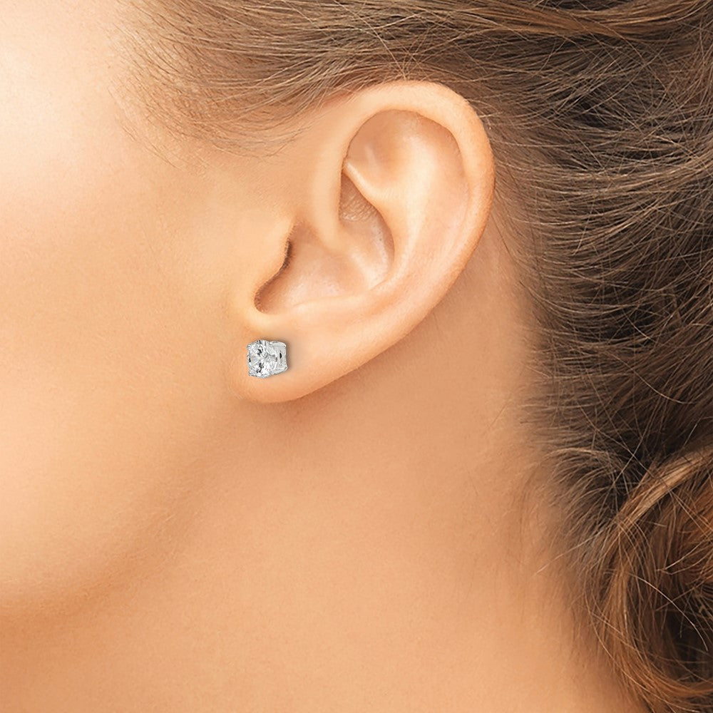 Sterling Silver Polished w/6mm CZ Front Back Post Earrings