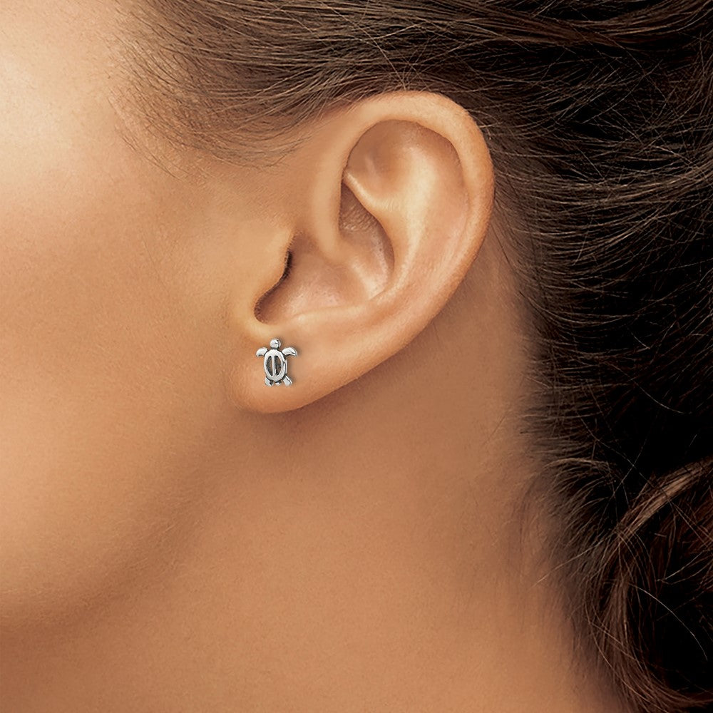 Sterling Silver Antiqued Turtle Post Earrings