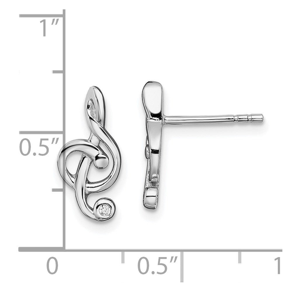 Sterling Silver Rhodium-plated CZ Fancy Post Earrings