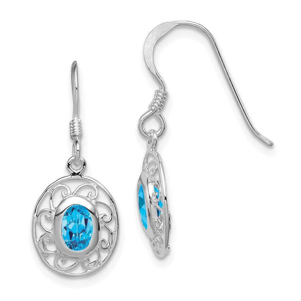 Casted;Polished;Sterling silver;CZ;Shepherd hook;Rhodium-plated