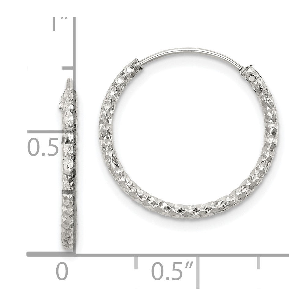 Sterling Silver Diamond Cut 1.5x18mm Endless Hoop Earrings