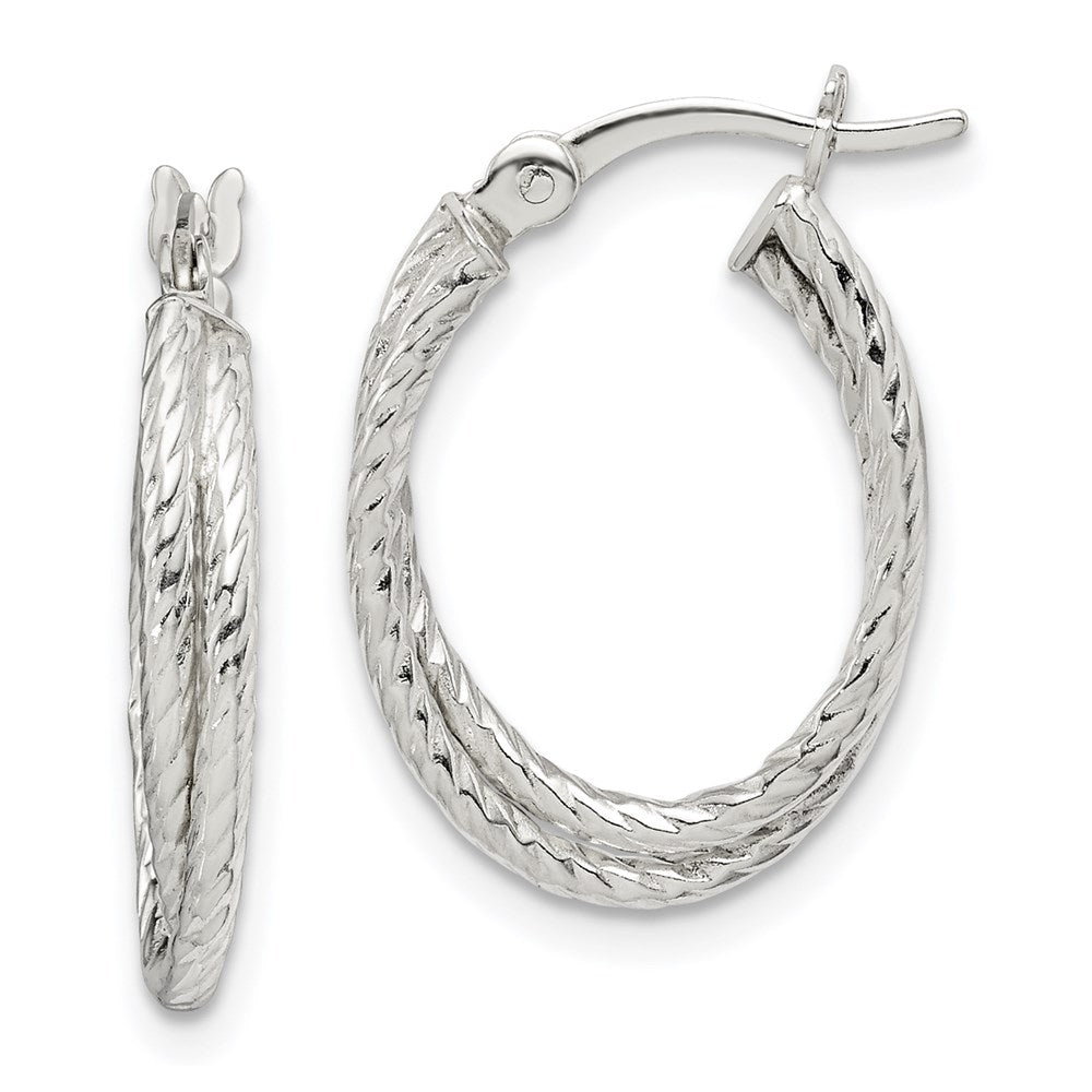 Sterling Silver Twisted and Textured Hoop Earrings