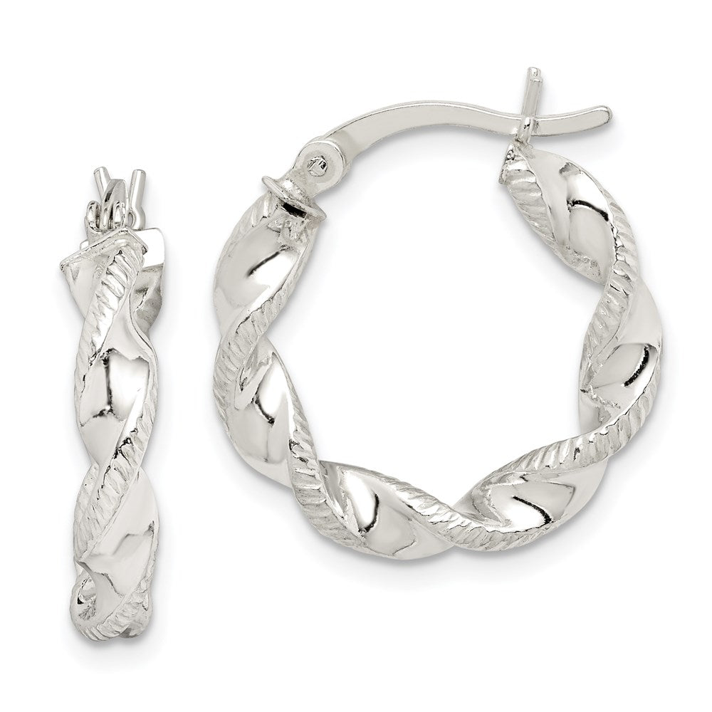 Sterling Silver Twisted and Textured Hoop Earrings