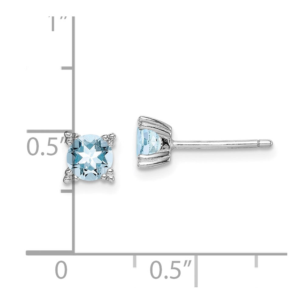 Sterling Silver Rhodium-plated Round 5mm Blue Topaz Post Earrings