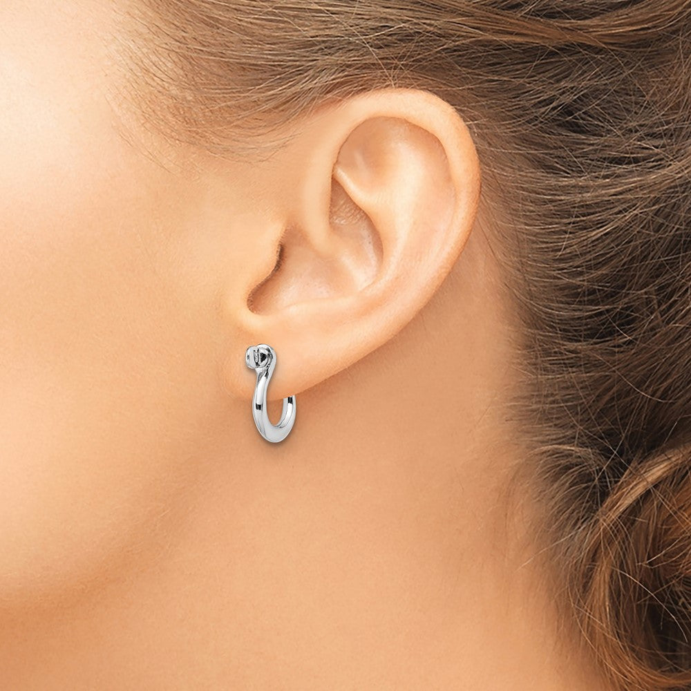 De-Ani Sterling Silver Rhodium-Plated Polished Medium Shackle Link Screw Earrings