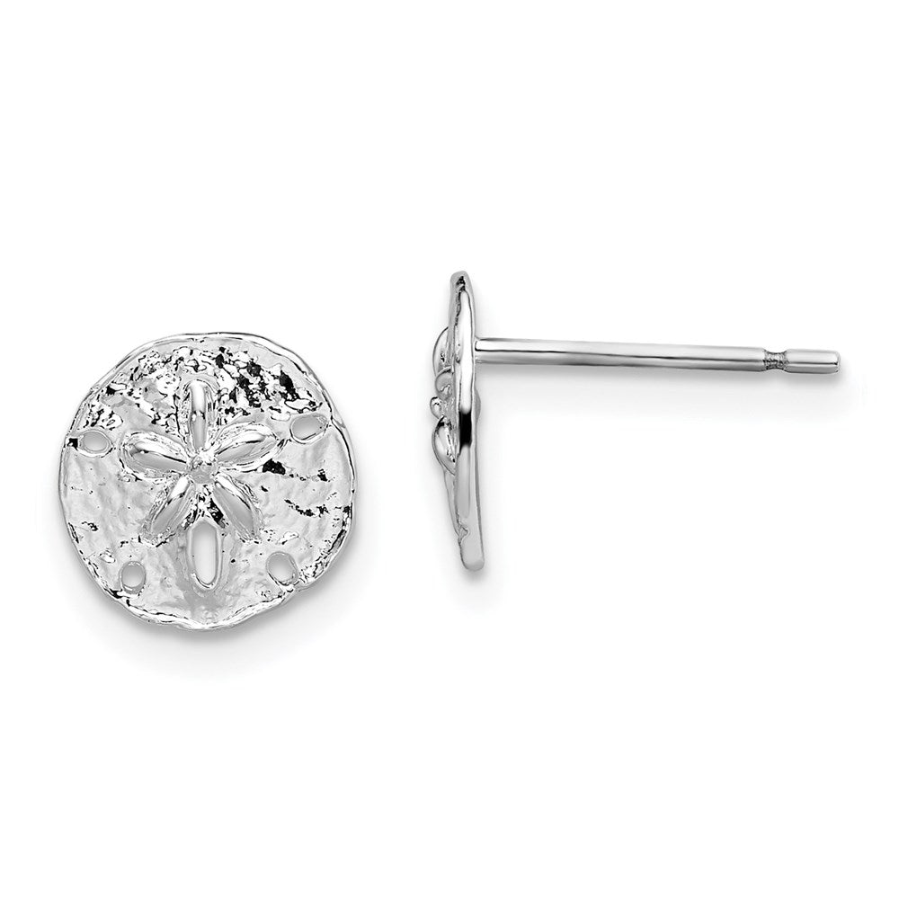 De-Ani Sterling Silver Rhodium-Plated Polished Mini Sand Dollar Post Earrings