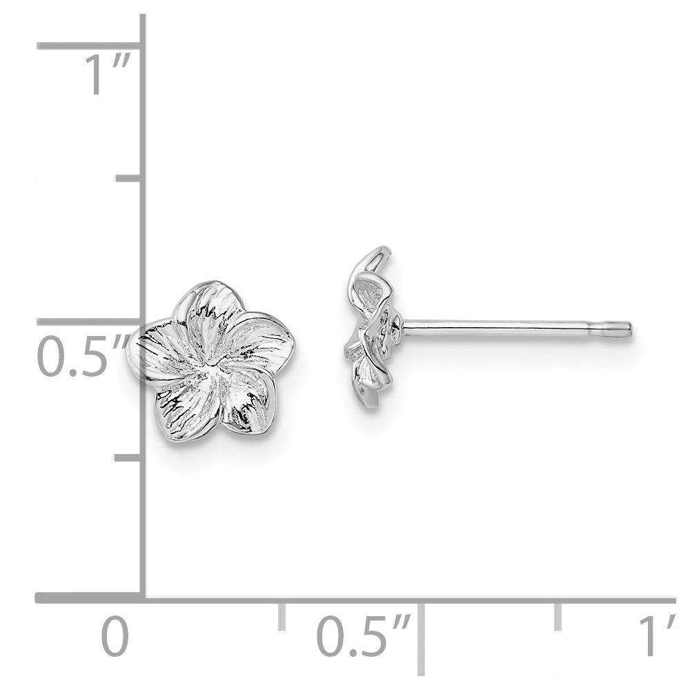 De-Ani Sterling Silver Rhodium-Plated Polished Plumeria Flower Post Earrings