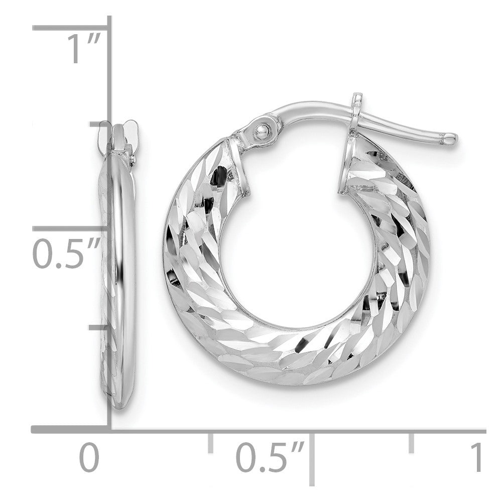 Sterling Silver Rhodium-plated 2x18mm D/C Knife-edge Tube Hoop Earrings