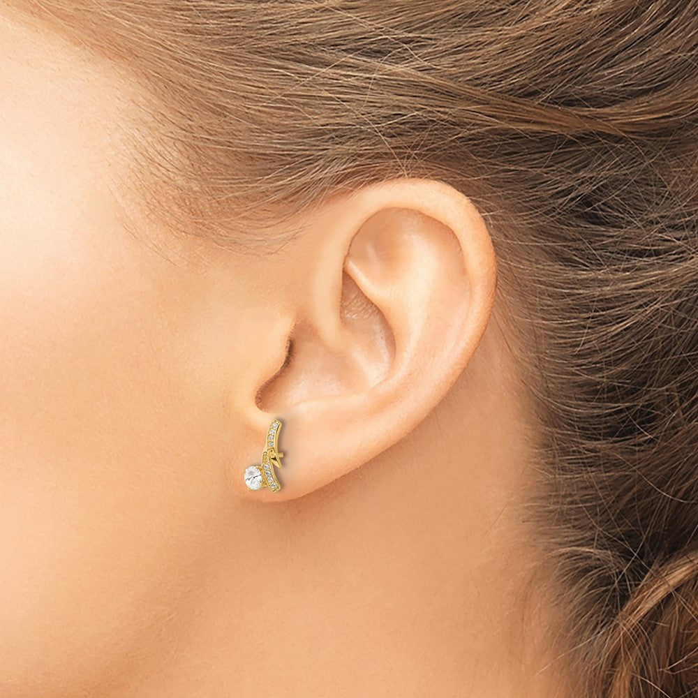 Sterling Silver Gold-plated Fancy CZ Post Earrings