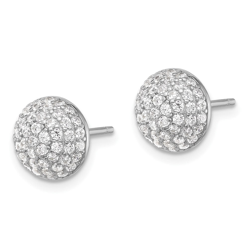 Sterling Silver Rhodium-plated Pav CZ Domed Post Earrings