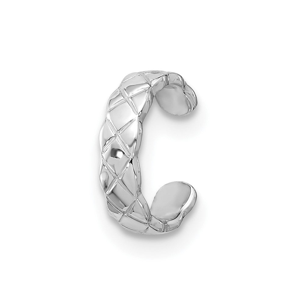 Sterling Silver RH-pltd Polished Criss-cross Design Single Cuff Earring