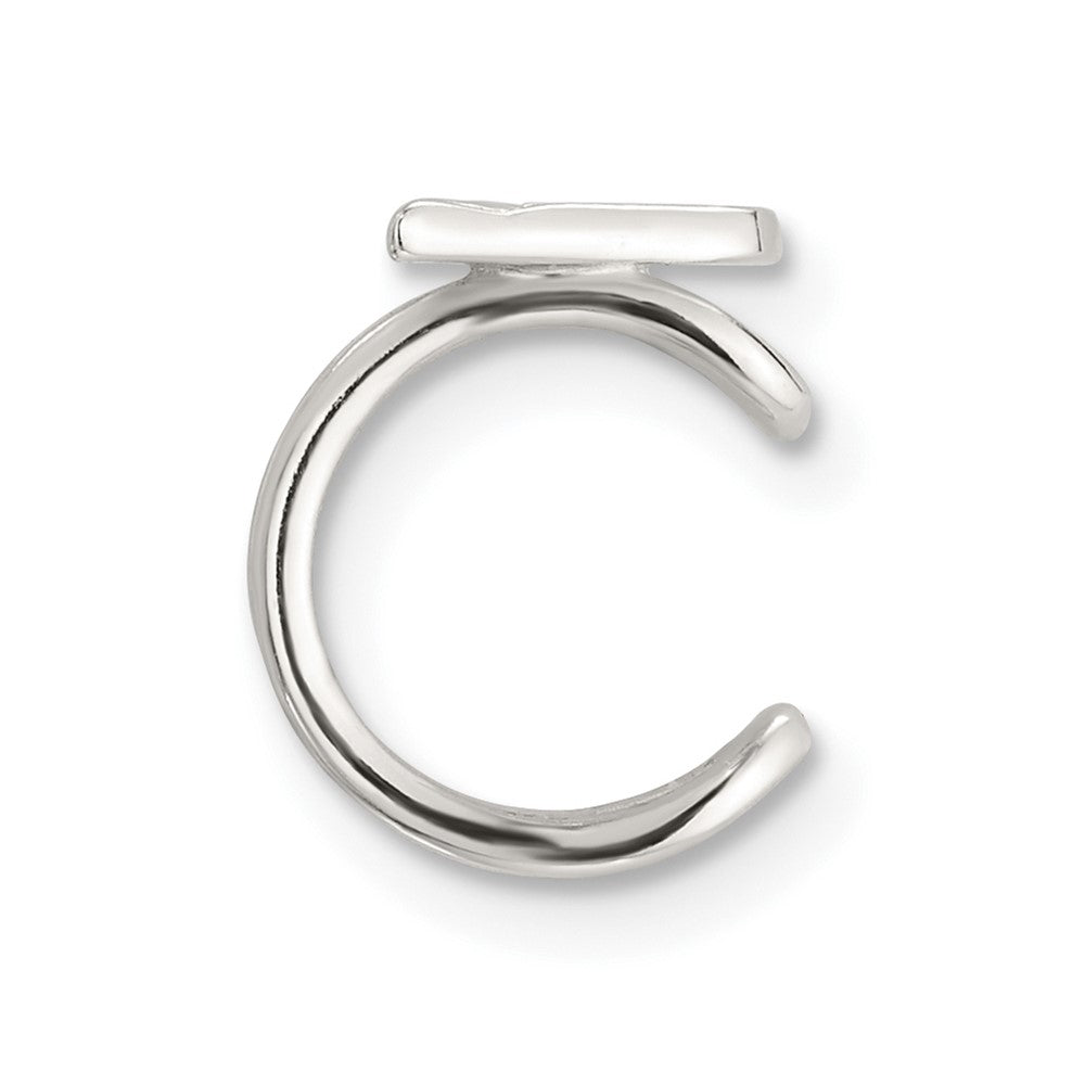 Sterling Silver E-coated Polished & Textured Wing Single Cuff Earring