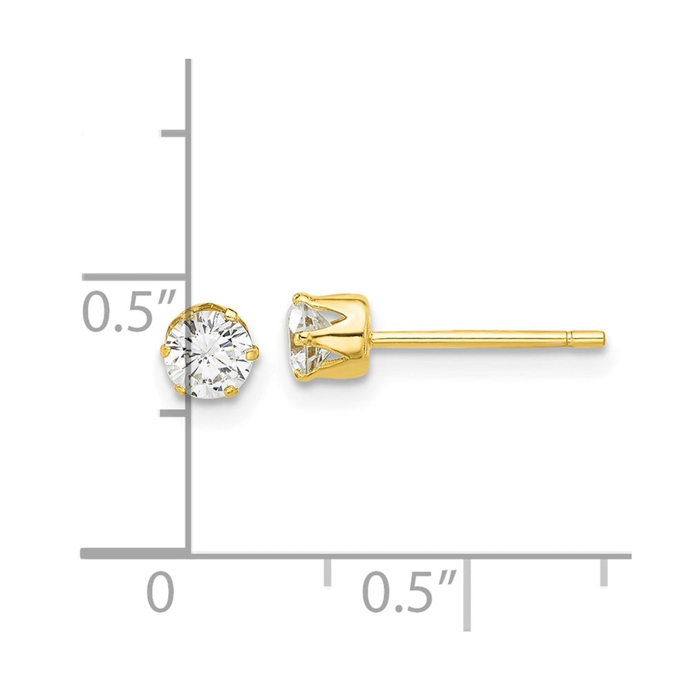 Sterling Silver Gold-tone Polished 6 Prong 4mm CZ Post Stud Earrings