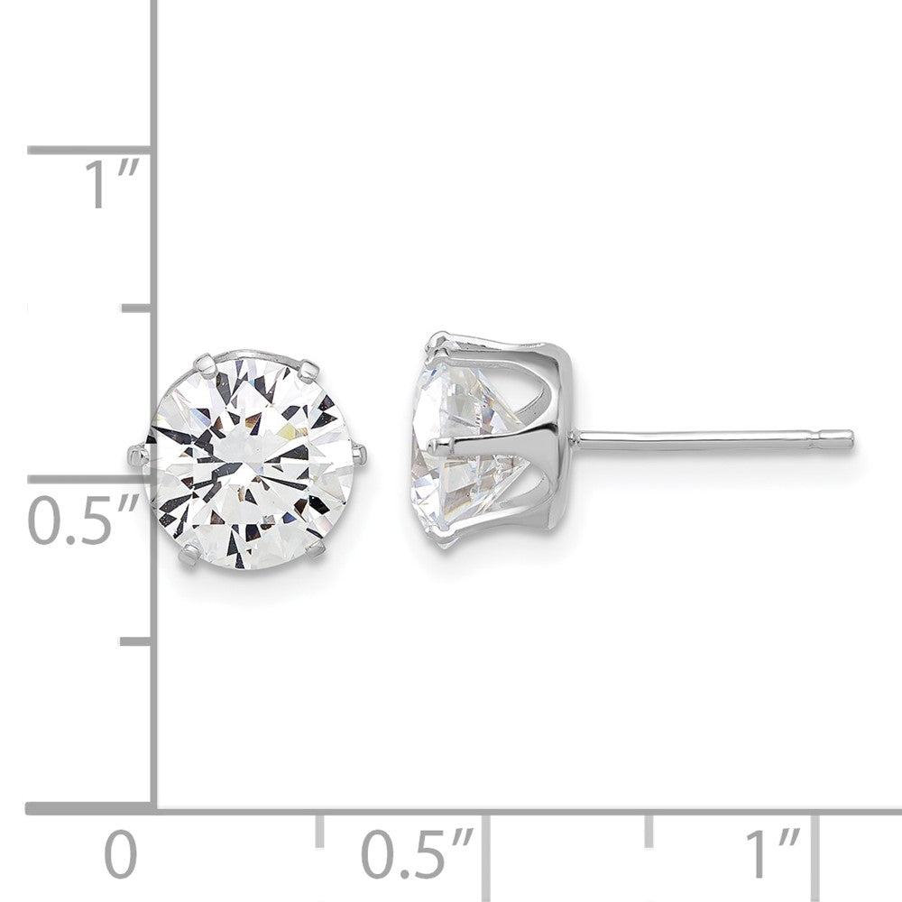 Sterling Silver Rhodium-plated Polished 8mm CZ Post Stud Earrings
