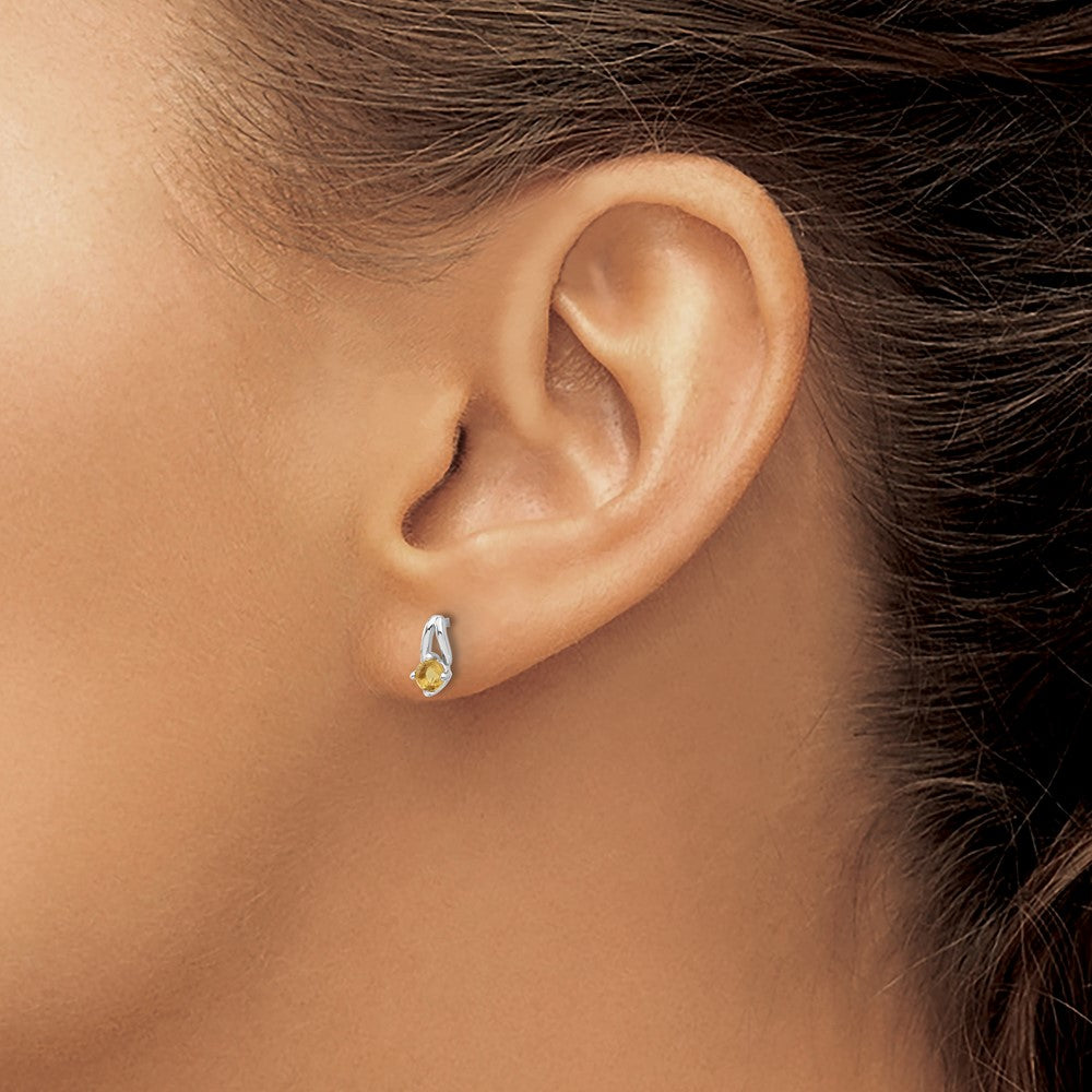 Sterling Silver Rhodium-plated .2CI Citrine Post Earrings