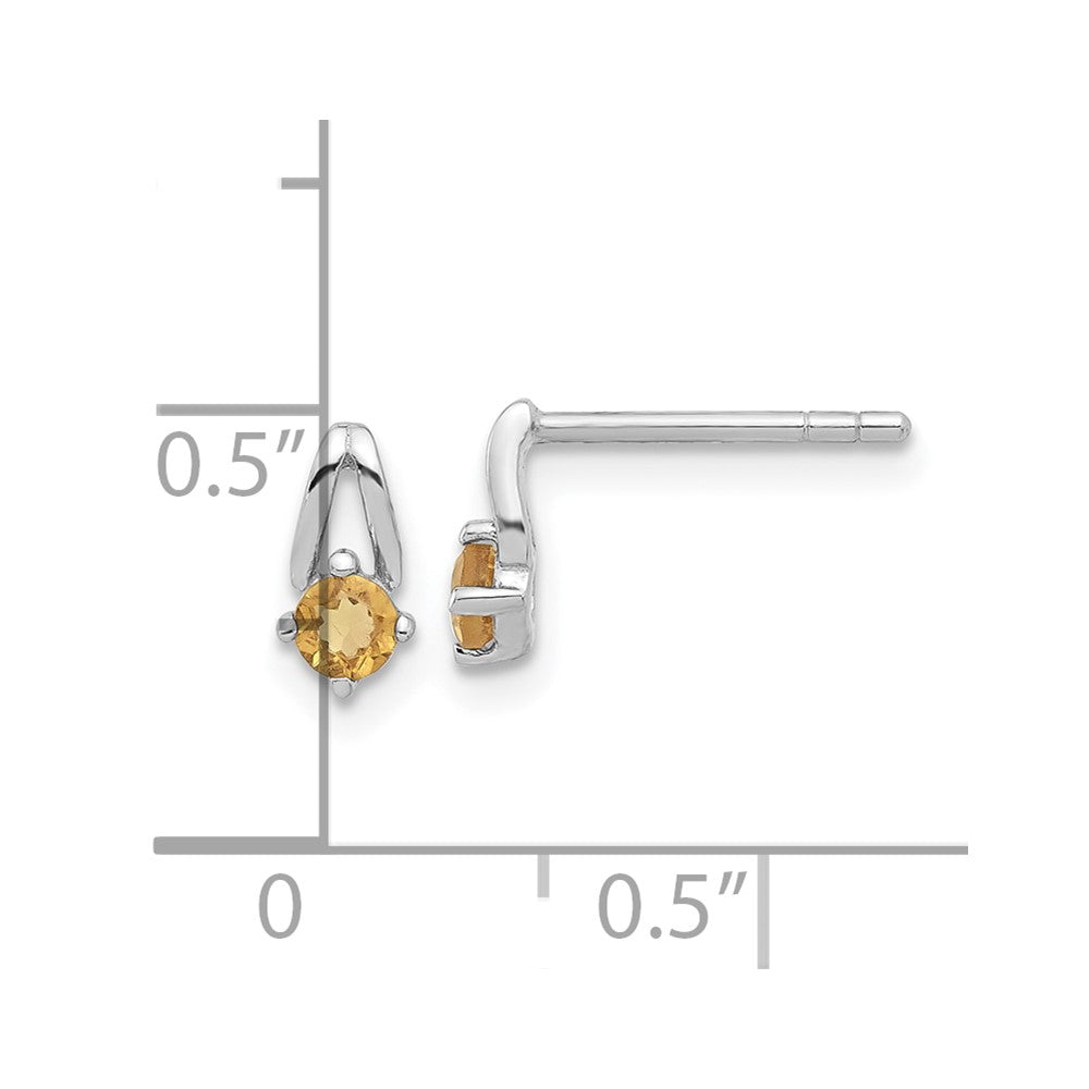 Sterling Silver Rhodium-plated .2CI Citrine Post Earrings