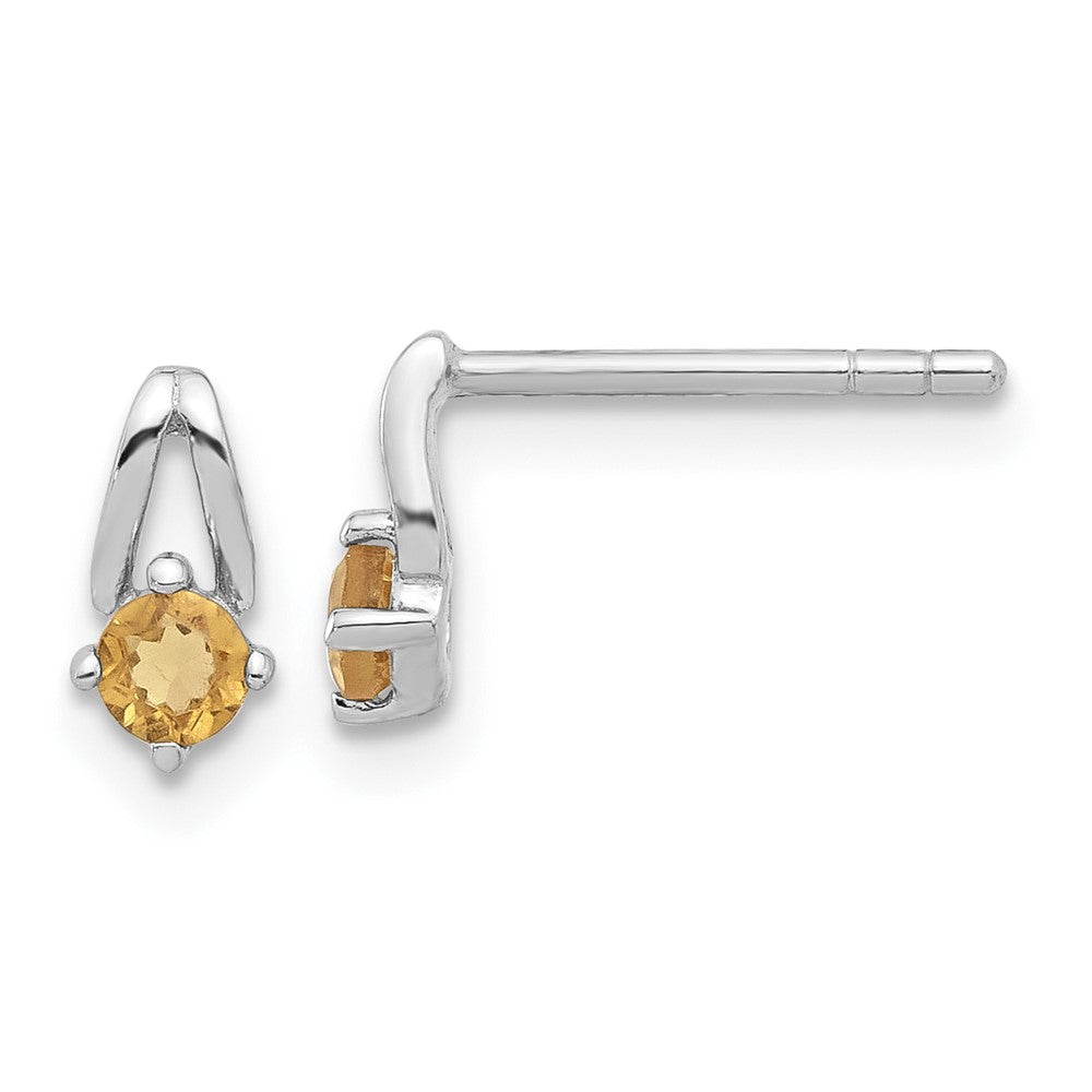 Sterling Silver Rhodium-plated .2CI Citrine Post Earrings