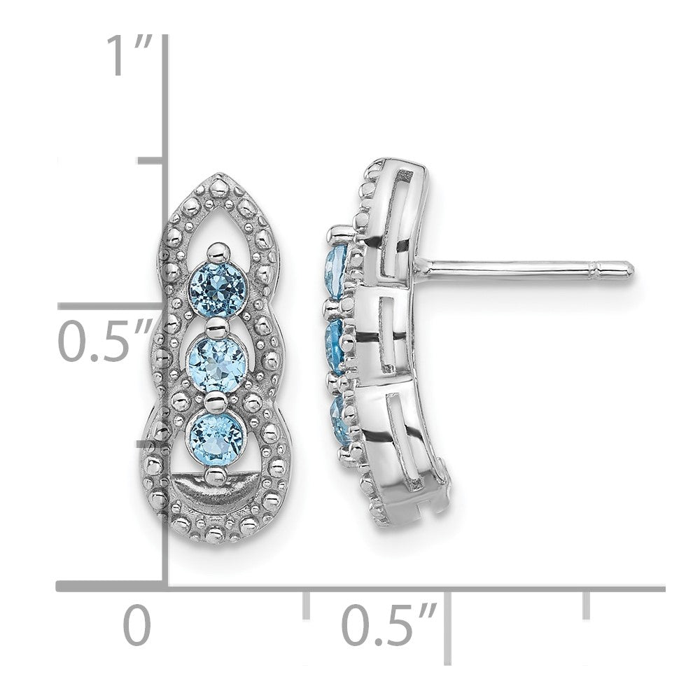 Sterling Silver Rhodium-plated Light Swiss Blue Topaz Post Earrings