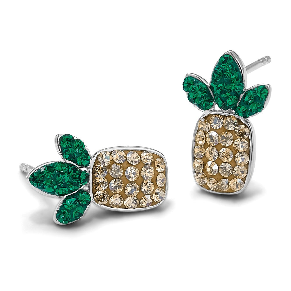 Sterling Silver Rh-plated Polished Abalone Shell Post Earrings