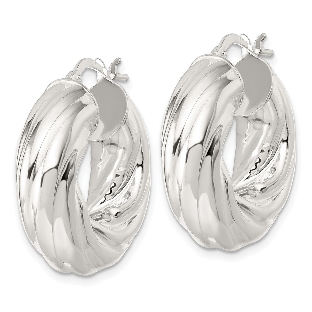 Sterling Silver Polished 8mm Twisted Tube Hoop Earrings