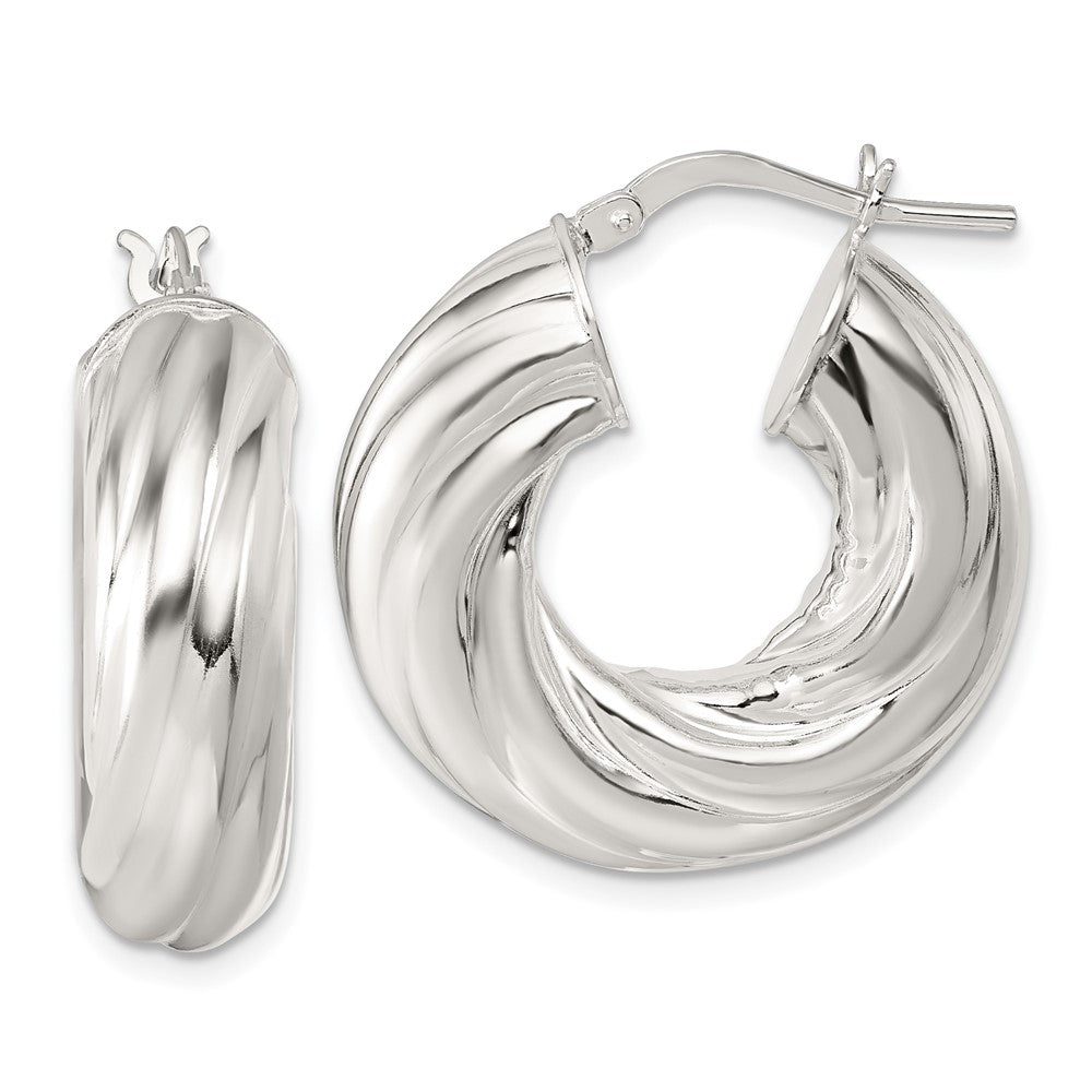 Sterling Silver Polished 8mm Twisted Tube Hoop Earrings