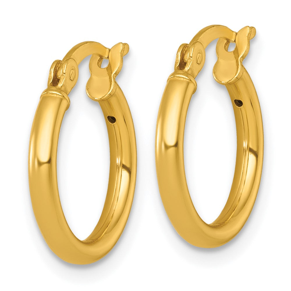 Sterling Silver Gold-tone Polished 2.00mm x 15mm Round Tube Hoop Earrings