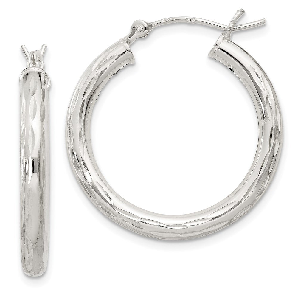 Diamond-cut;Polished;Satin;Hinged post;Sterling silver