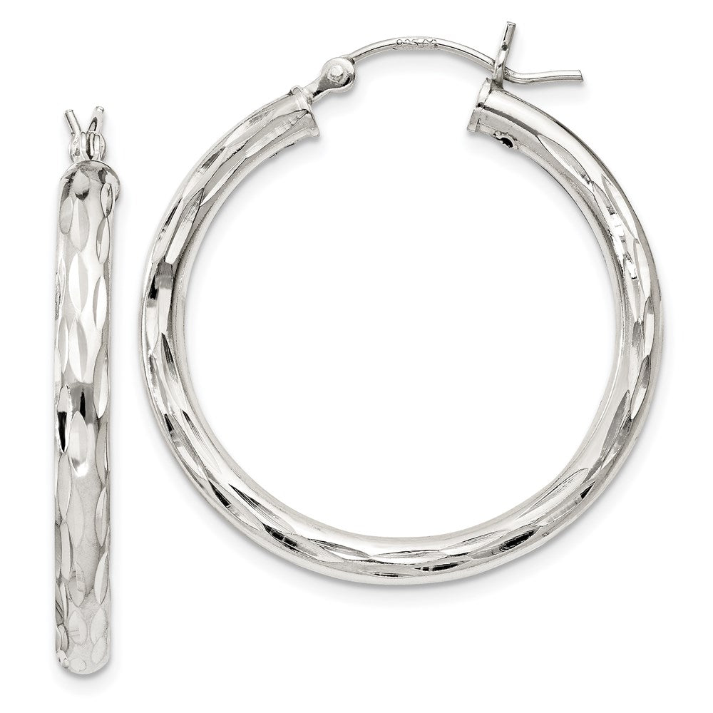 Diamond-cut;Polished;Satin;Hinged post;Sterling silver