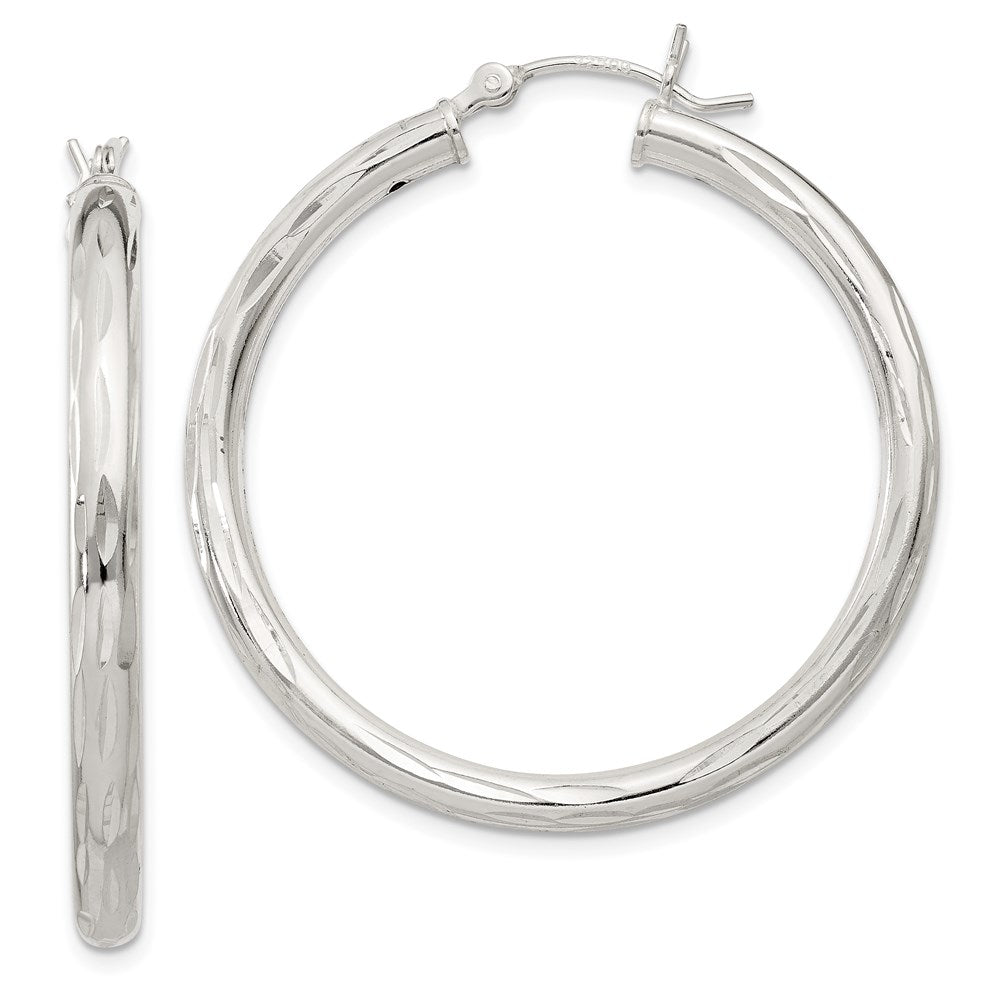 Diamond-cut;Polished;Satin;Hinged post;Sterling silver