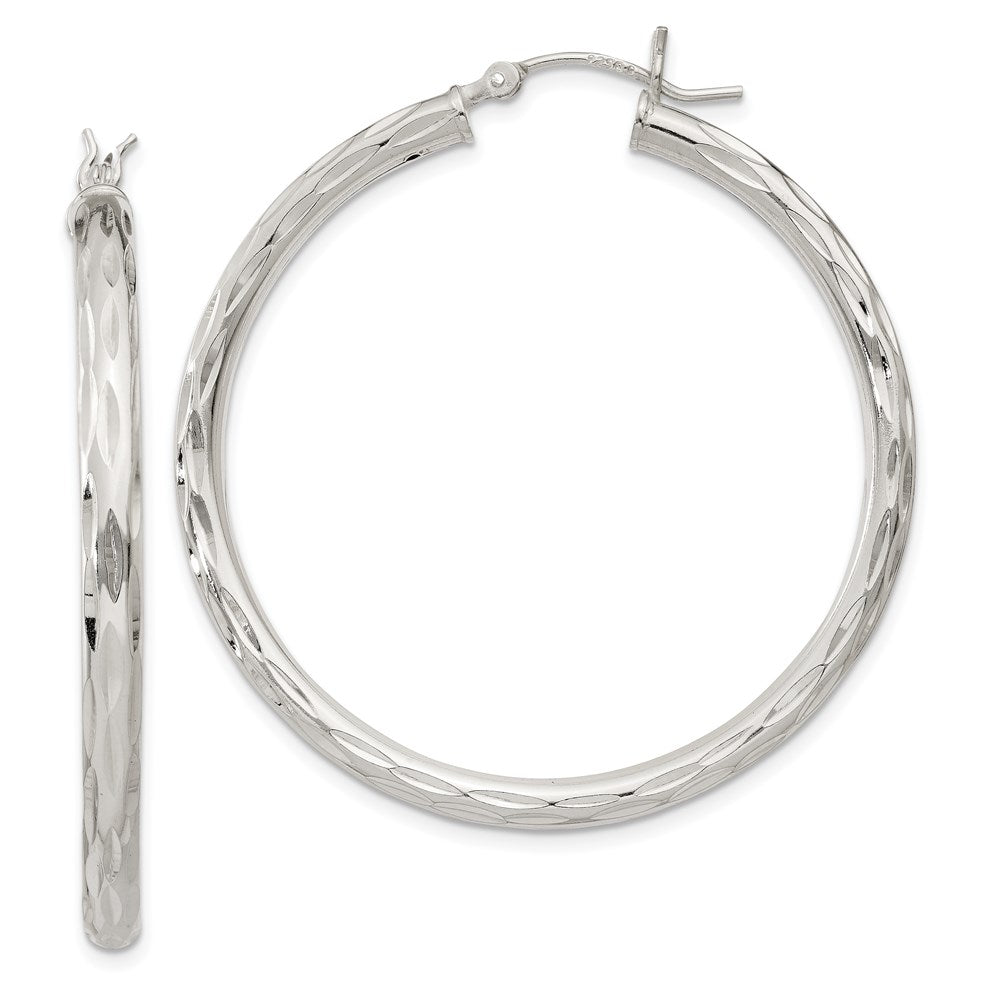 Diamond-cut;Polished;Satin;Hinged post;Sterling silver