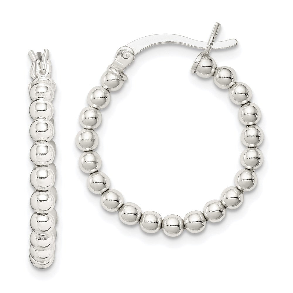 Polished;Hinged post;Sterling silver;Beaded