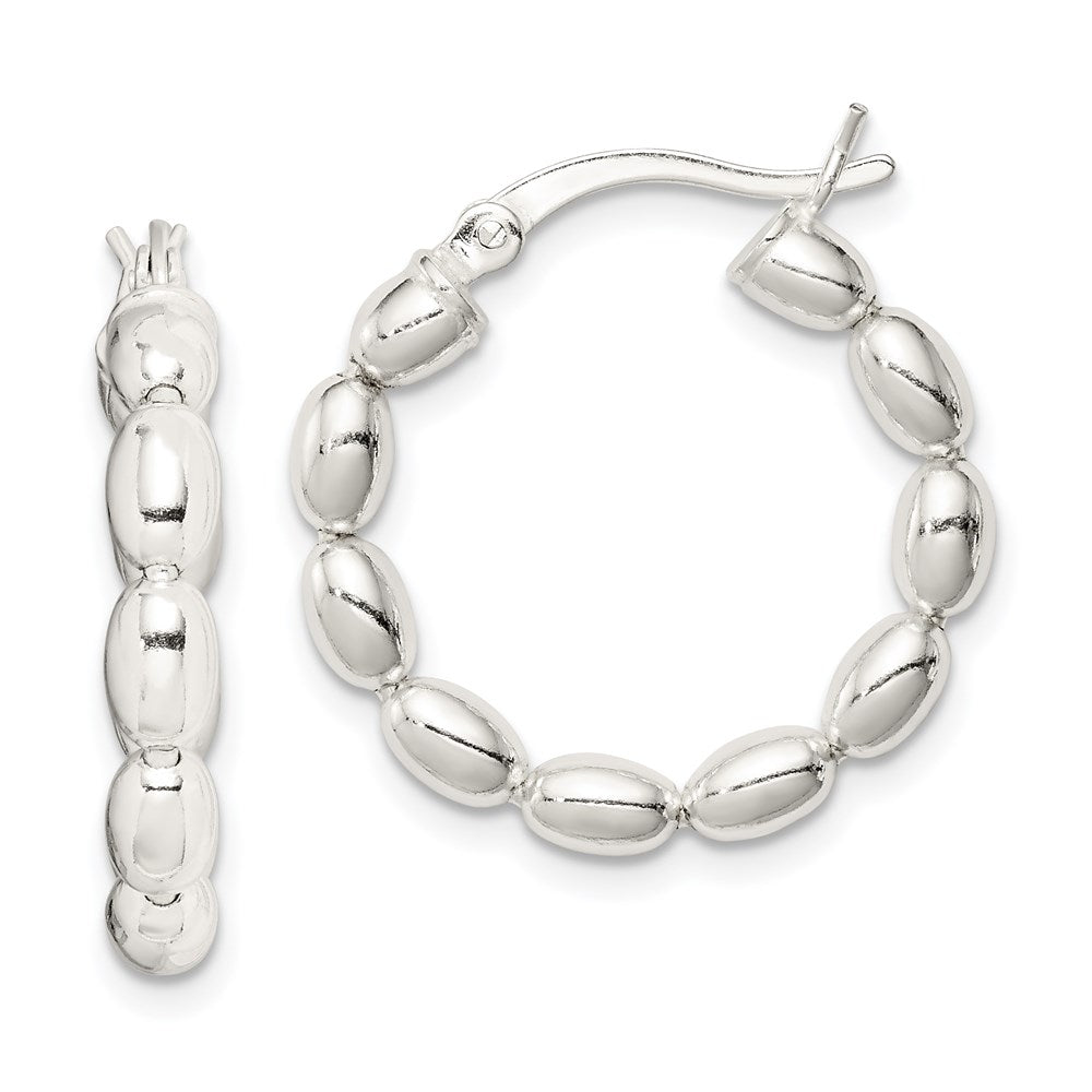 Polished;Hinged post;Sterling silver;Beaded