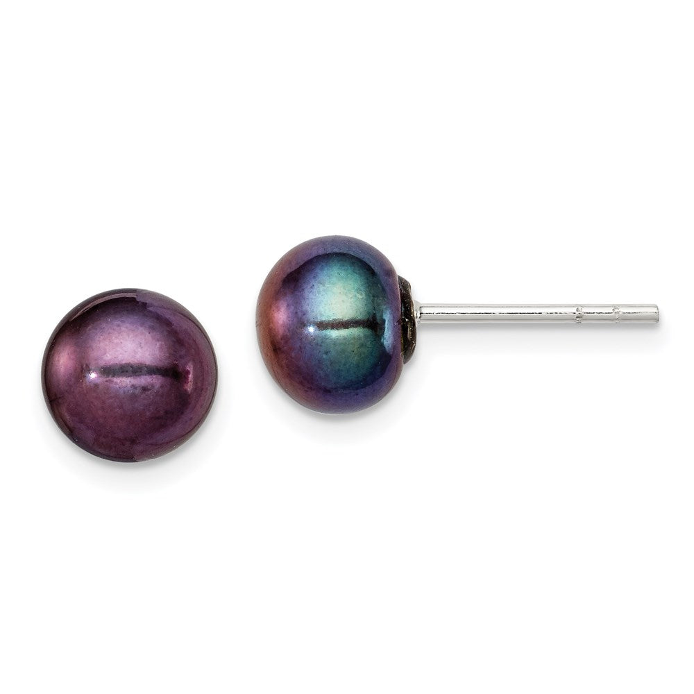 Post;Sterling silver;Freshwater cultured pearl;Black cultured pearl